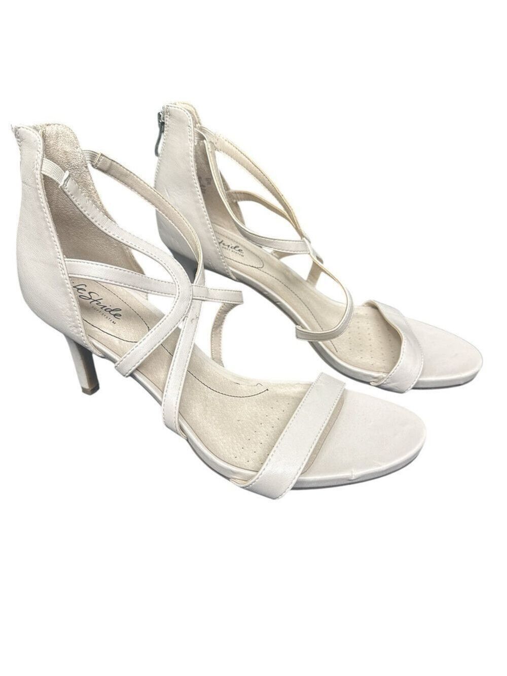 LifeStride Women's Beige Strappy Heeled Sandals Formal Spring Size 12